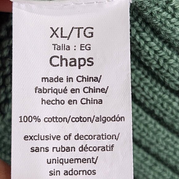 Mens Green Chaps Sweater Crew Neck Long Sleeve 100% Cotton Size XL - Picture 7 of 11